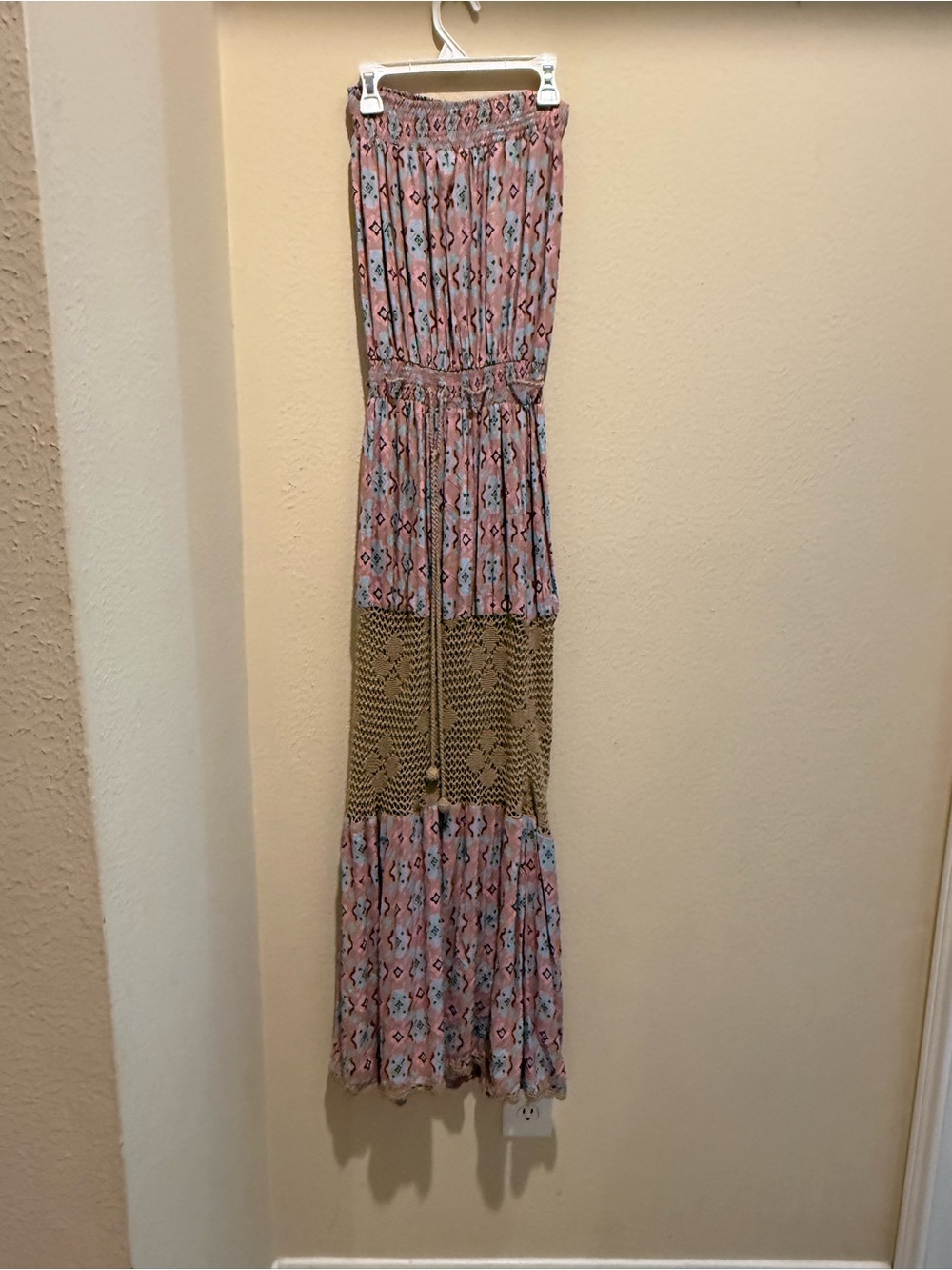 Strapless Boho Maxi Dress in Dusty Pink - Picture 2 of 6